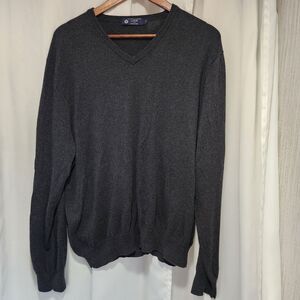 J Crew Sweater Mens XL Gray Cashmere‎ Blend V Neck Long Sleeve Pullover Preppy
